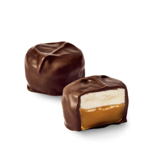 Dark scotchmallow side view and cut view on white background