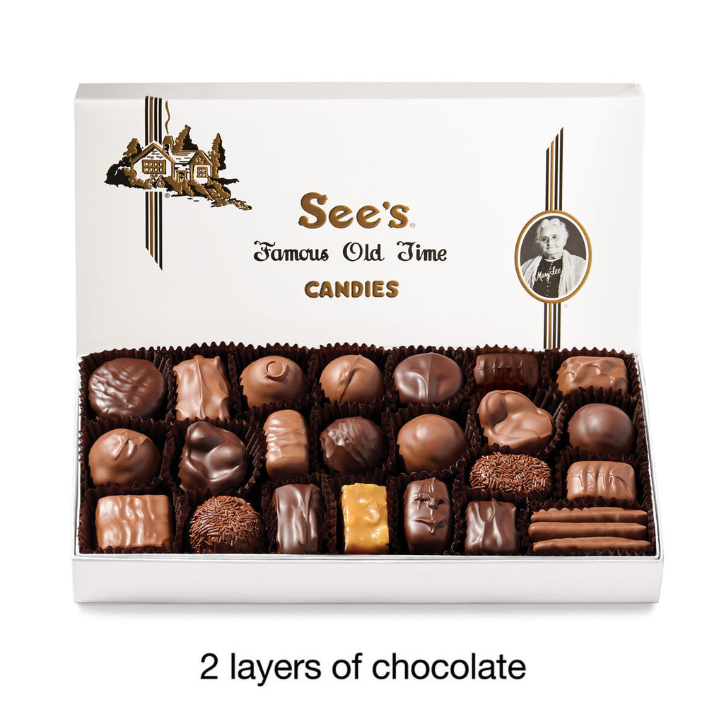 2lb assorted chocolates by See's candies on white background
