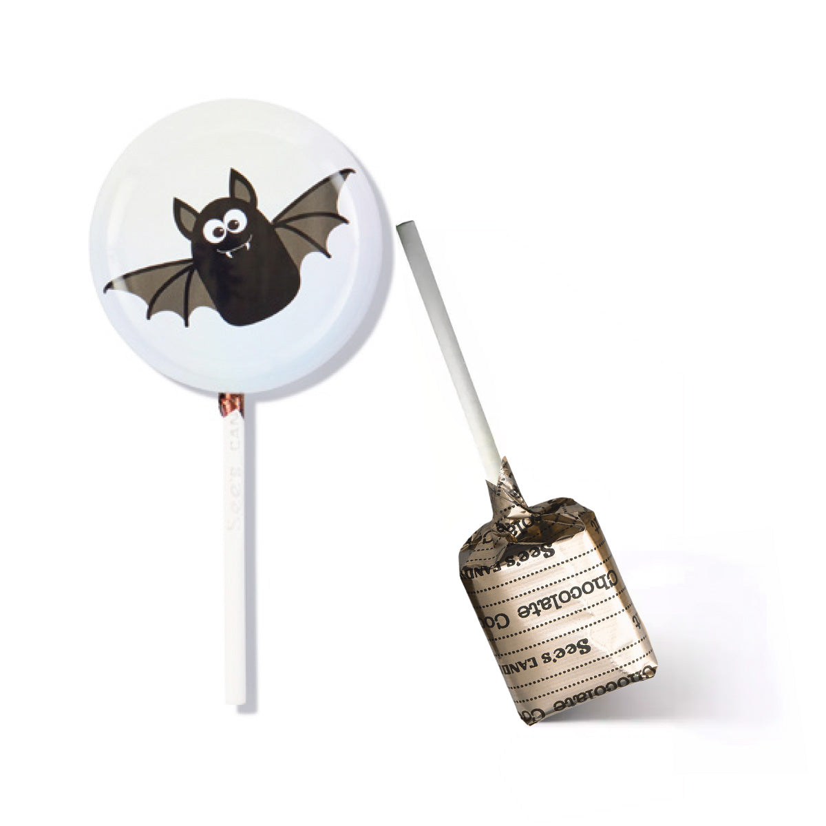 Bat lollypop saver tin with coconut lollypop