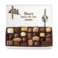 See's chocolate and variety chocolate box on white background