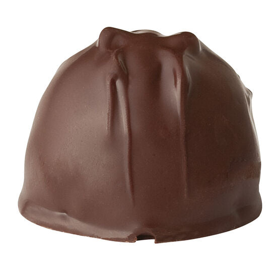 Chocolate-covered confection on a white background