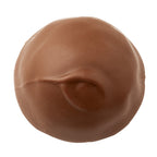 Chocolate-covered beverly chocolate with nuts/pecans on a white background top view