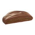 See's milk chocolate pattie half on white background