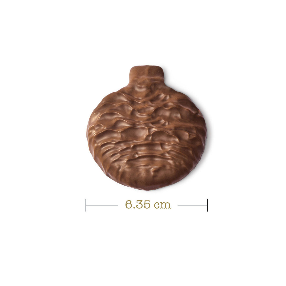 Unwrapped caramel apple scotchmallow bar on white background with measurement