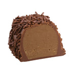 See's milk mocha chocolate half on white background