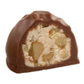 See's milk vanilla nut cream half on white background