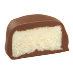See's milk vanilla buttercream chocolate half on white background