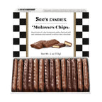 Box of See's Candies Molasses Chips with a checkered border