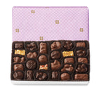 See's Nuts & Chews Lavender wrapped box on white background