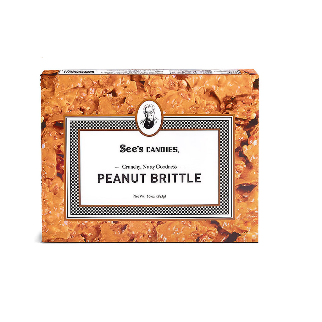 Box of See's Candies Peanut Brittle on a white background