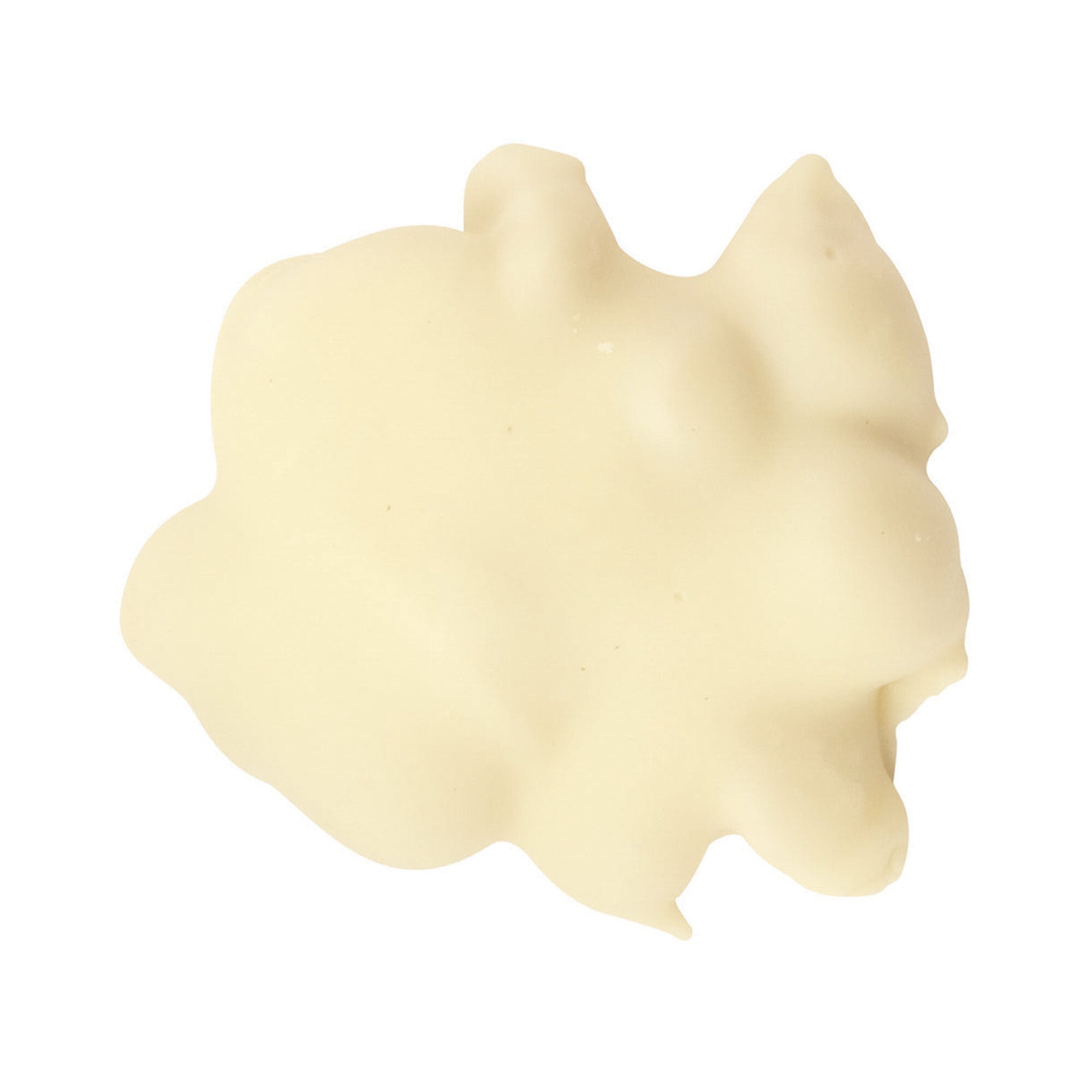 White chocolate polar bear paw top view on white background