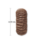 See's milk scotchmallow bar unwrapped on white background with measurement