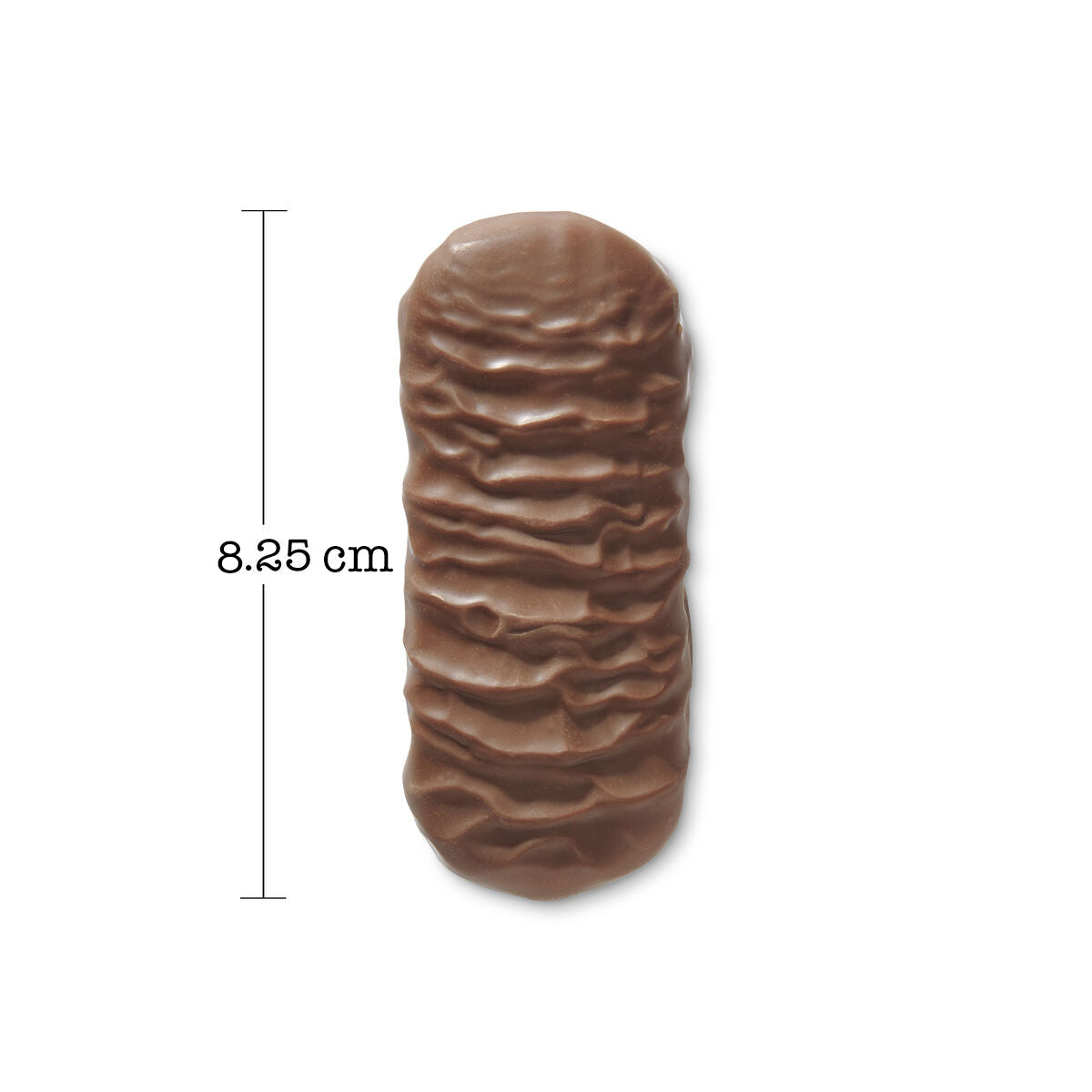 See's milk scotchmallow bar unwrapped on white background with measurement