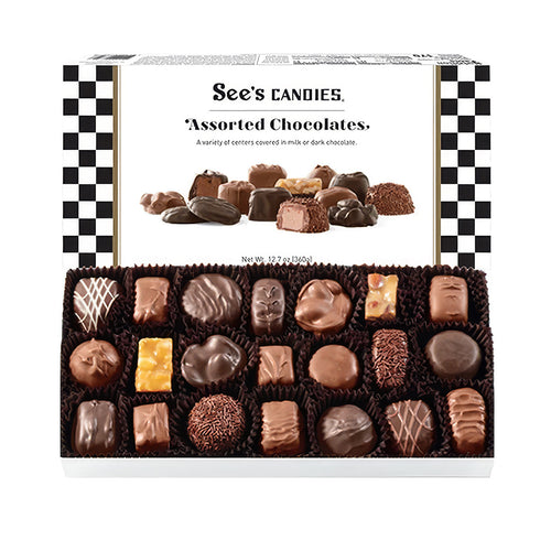 See's assorted chocolates 12.7oz on white background
