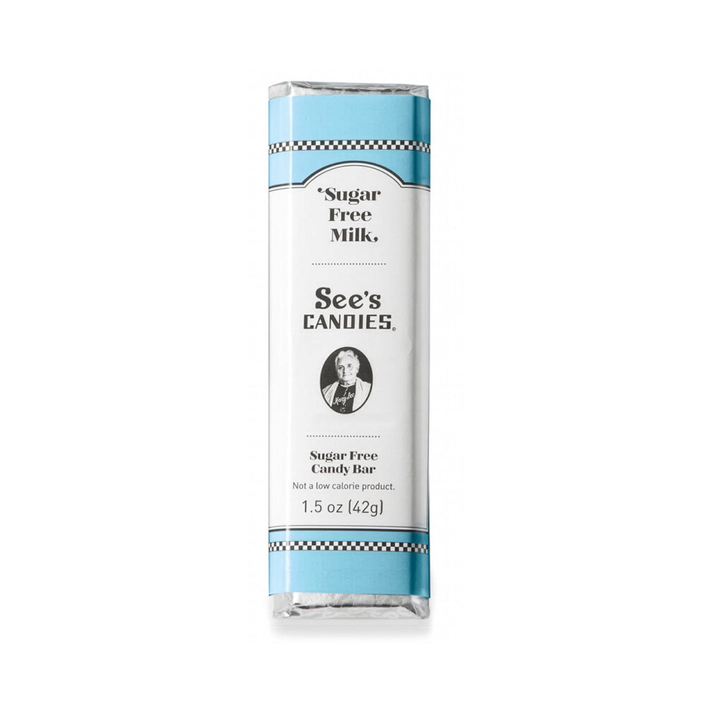 See's Candies sugar-free candy bar packaging on a white background